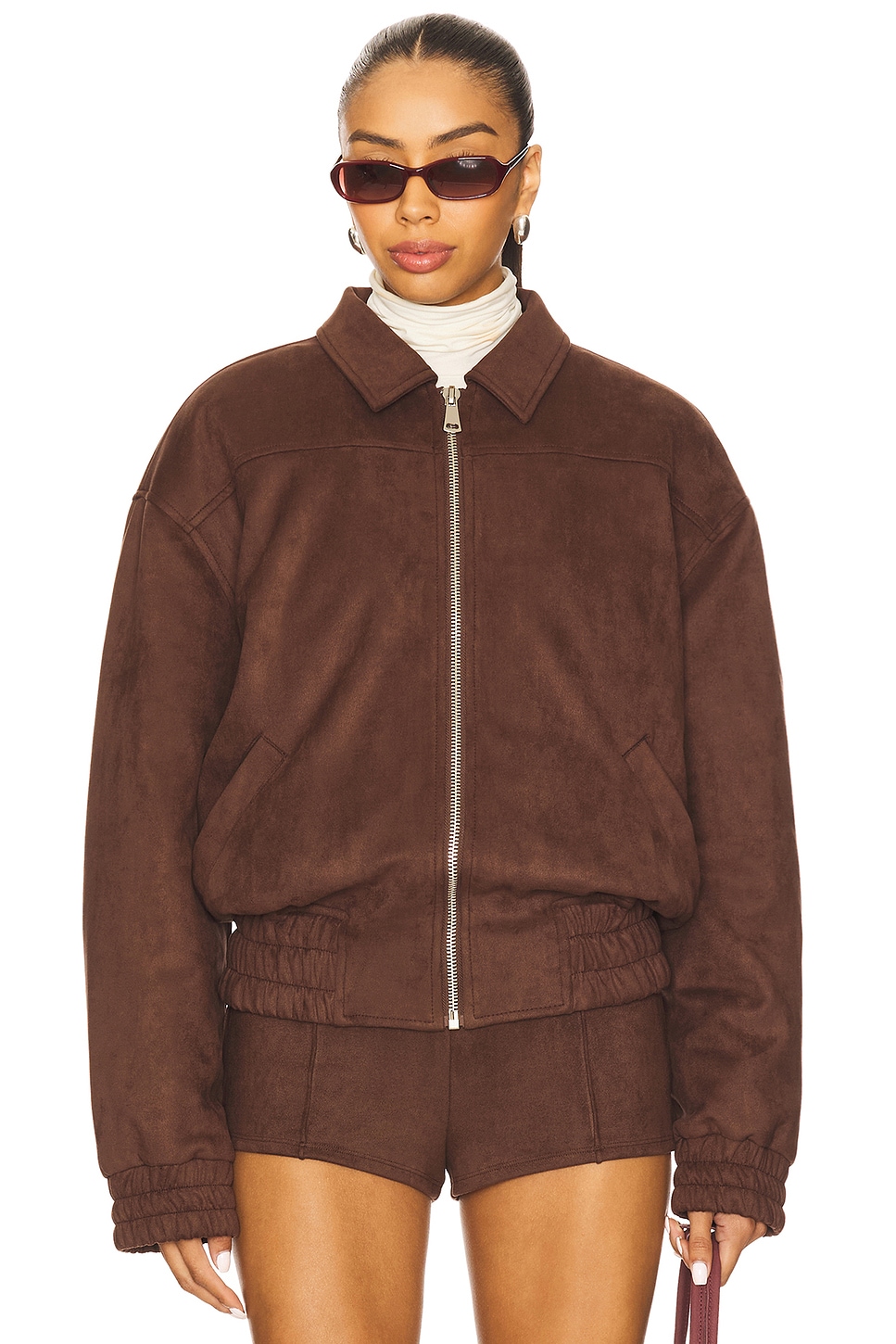 Jessica Faux Suede Bomber