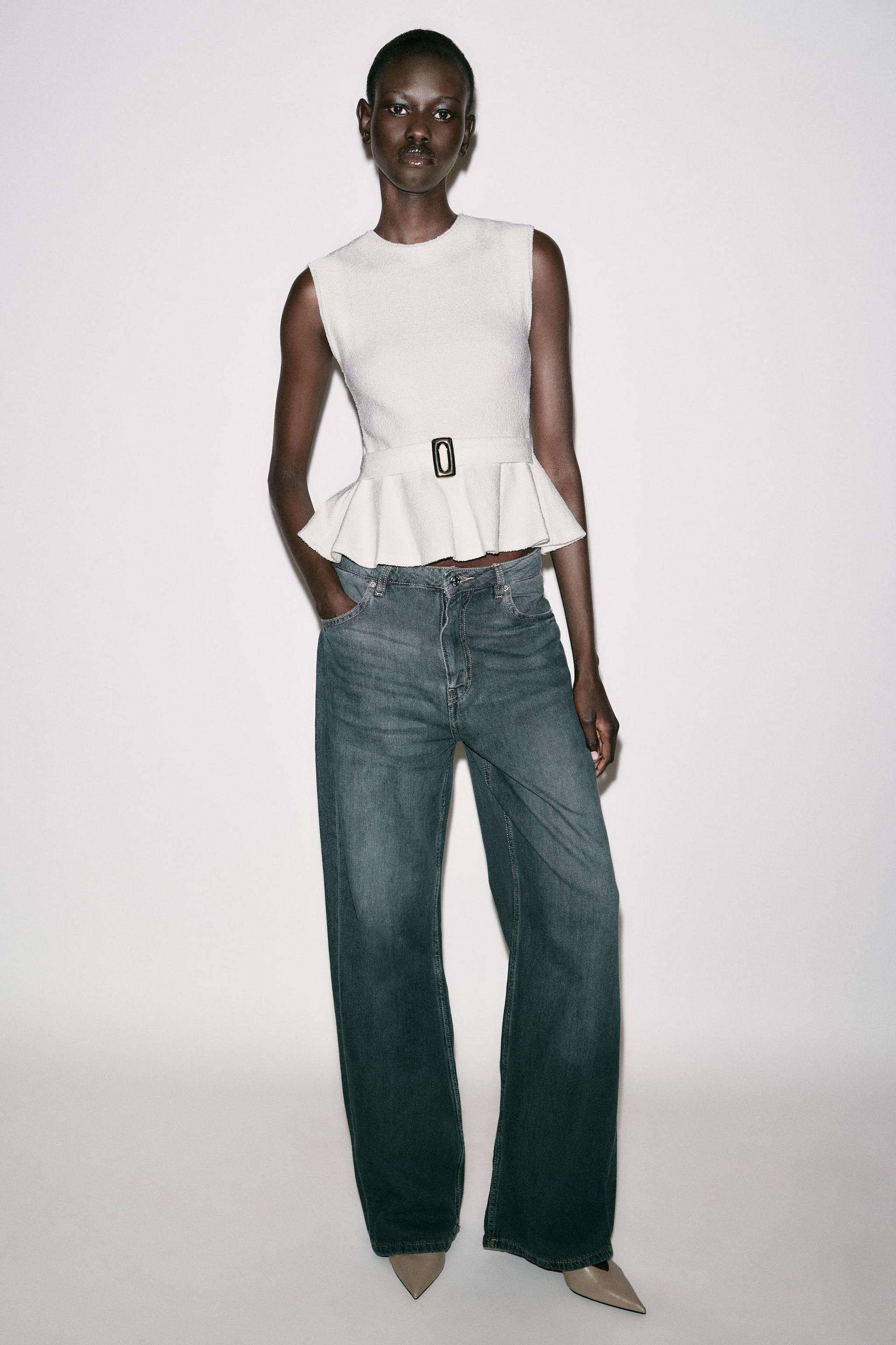 Boucl&Eacute; Buckle Peplum Top