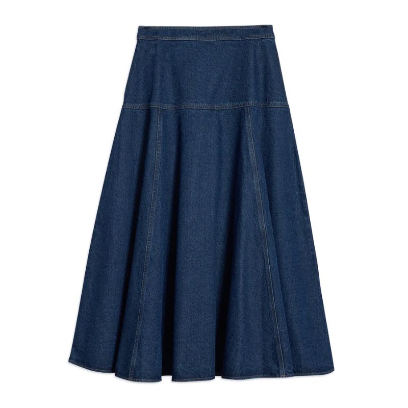 A cutout of denim midi skirt by Albaray