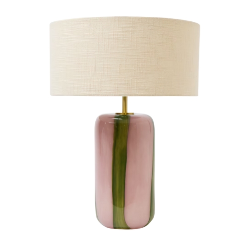 Clara Pink & Green Stripe Glass Table Lamp