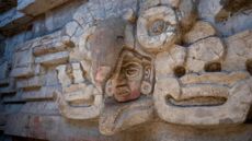 A carving on a recently discovered Zapotec tomb in Oaxaca, Mexico.