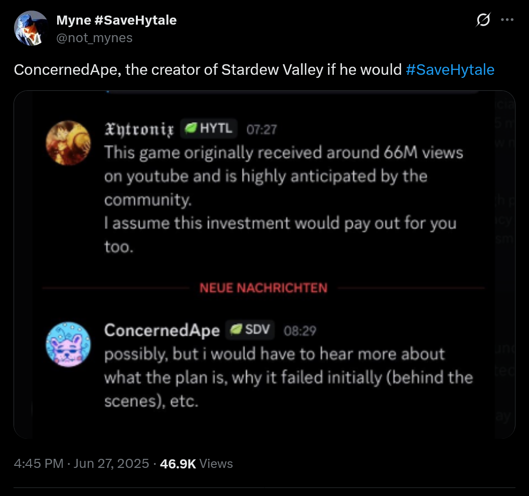 ConcernedApe, creatorul Stardew Valley, întrebat dacă ar salva Hytale
