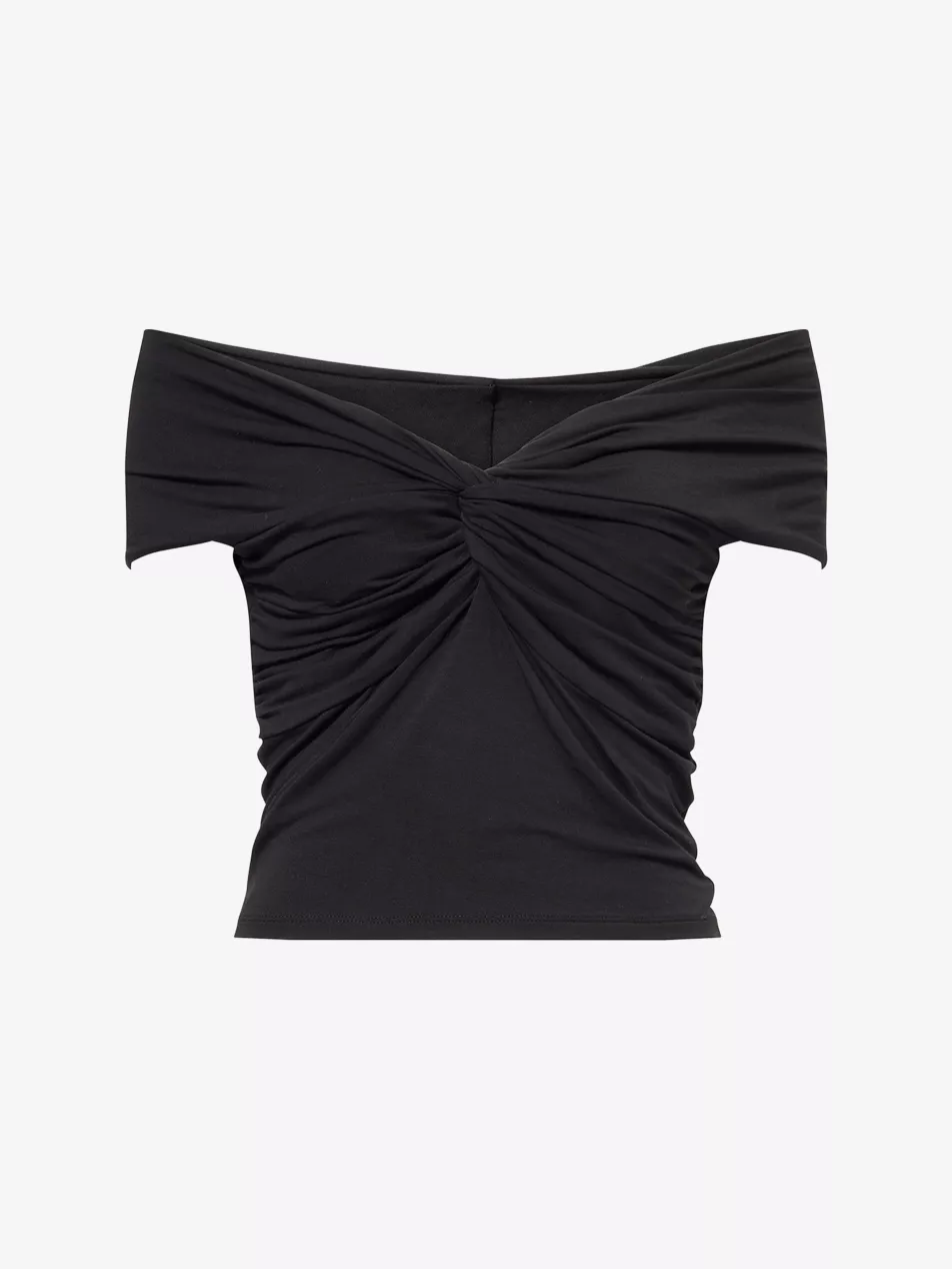Twisted Crop Stretch-Woven Top
