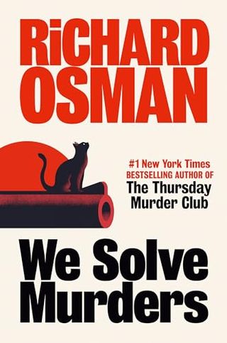 We Solve Murders book cover featuring a little black cat sitting on the barrel of a gun