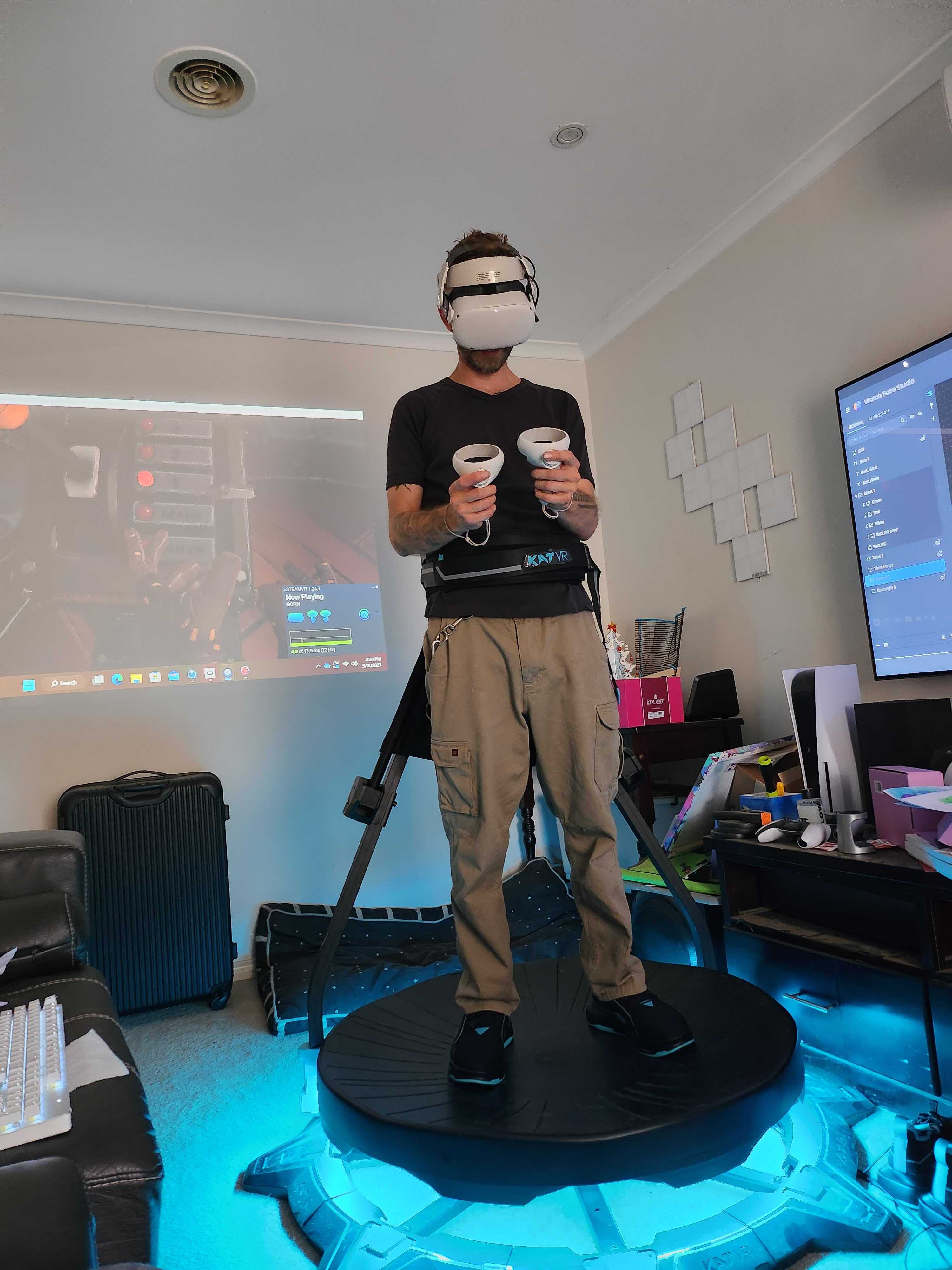 A Kat VR treadmill in action.
