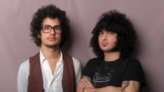 Omar Rodriguez Lopez and Cedric Bixler-Zavala of the Mars Volta pose for portraits backstage at the Big Day Out at Flemington Race Course on January 26th 2010 in Melbourne, Australia