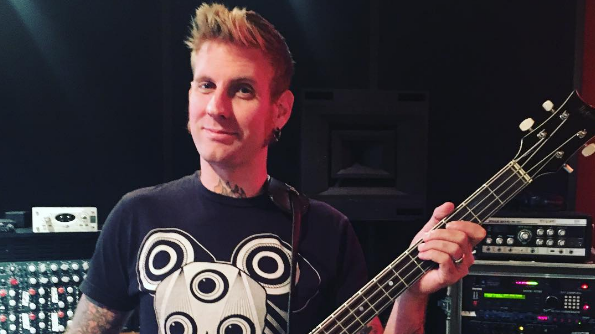 Brann Dailor with his grandmother&#039;s bass guitar