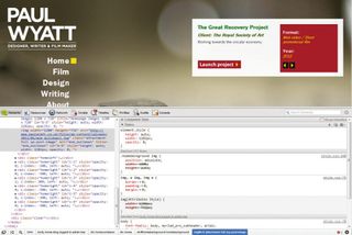 Paul Wyatt's new homepage, showing the CSS necessary for the site’s scalable background image