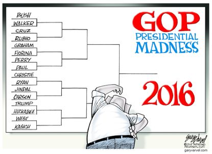Political cartoon U.S. GOP 2016 madness