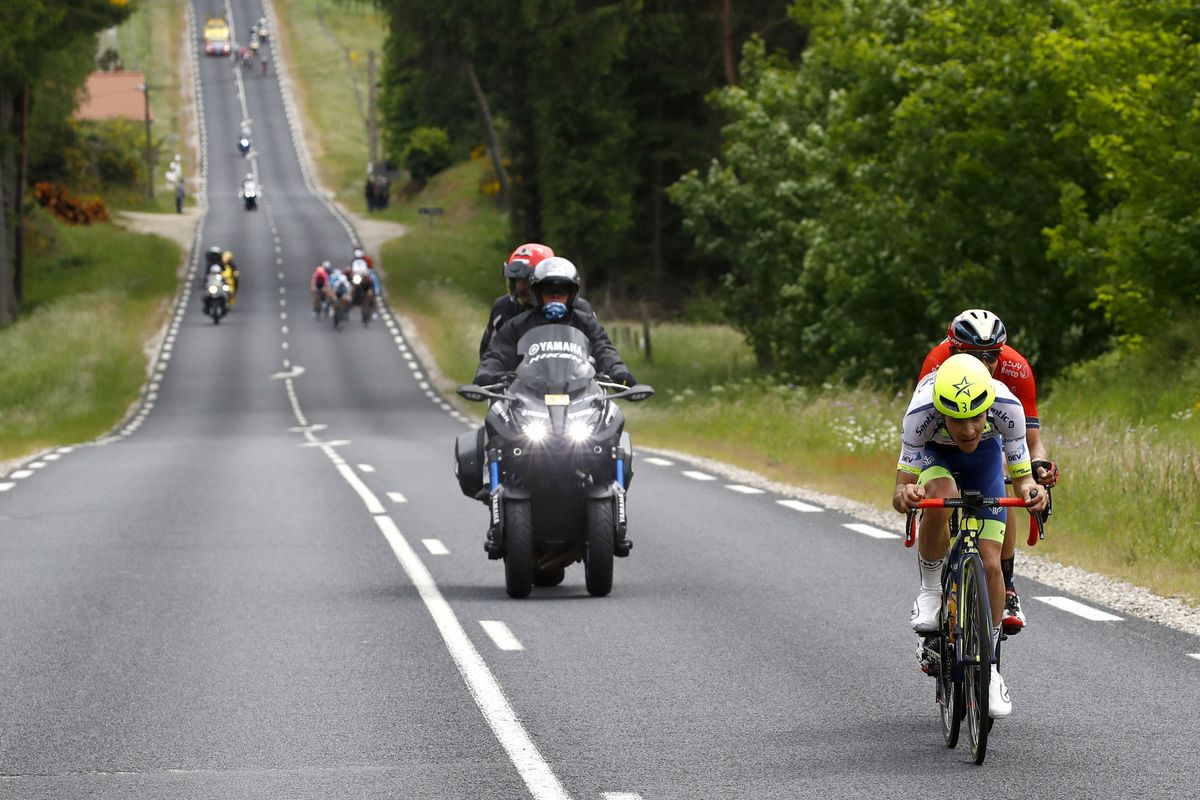 Guillaume Martin and Dylan Teuns escape