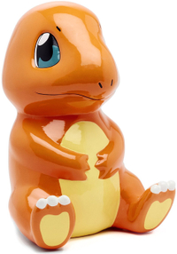 A ceramic Charmander coin bank that stands eight-inches tall and looks great in any bedroom. This will be a fun gift for any Fire-type or Charmander fans.