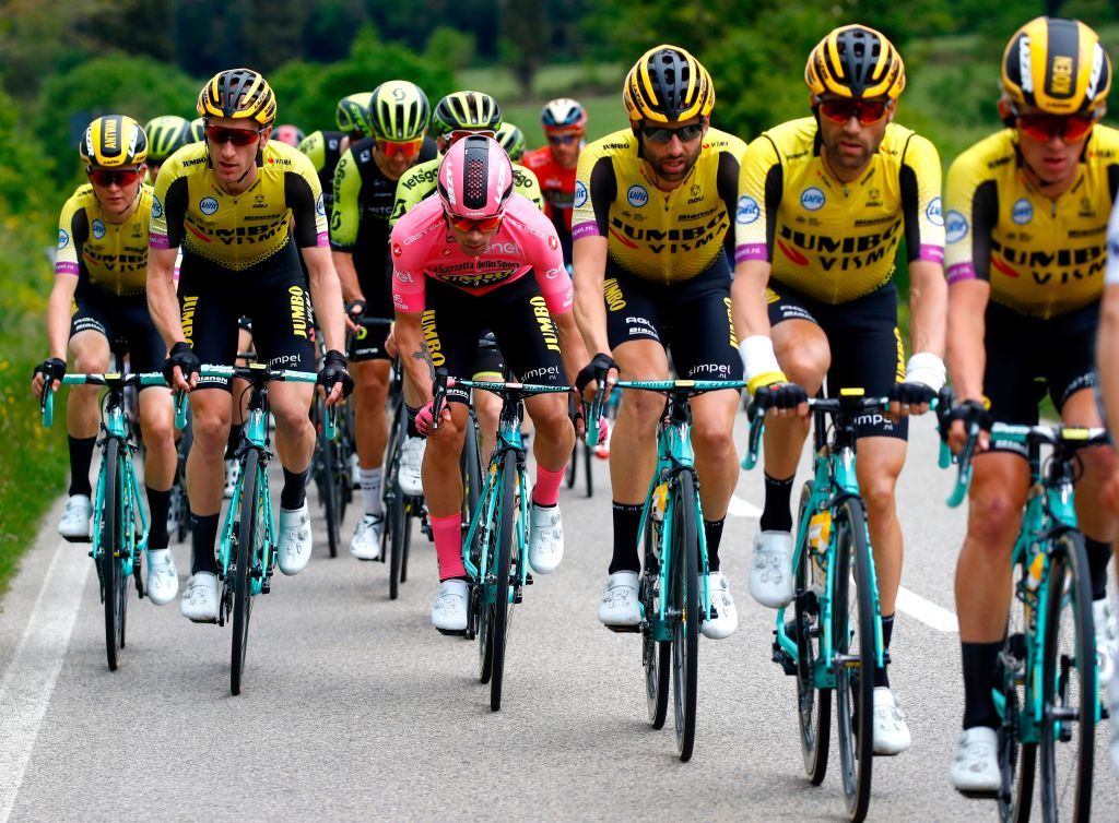 Primoz Roglic in the 2019 Giro d&#039;Italia pink jersey