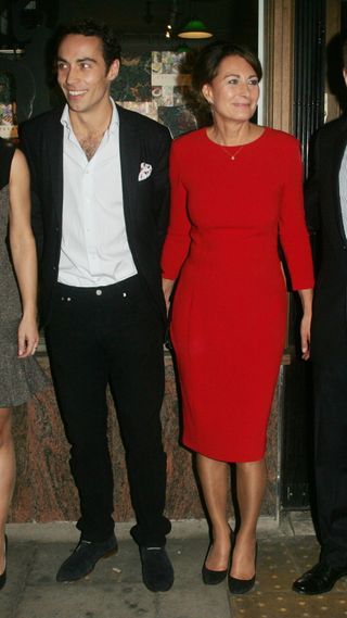 Carole Middleton wearing red midi dress