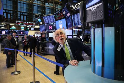 Traders react to markets on Dec. 21. Christmas Eve marked another terrible day for Wall Street.