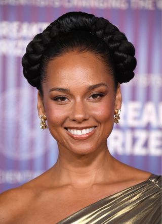 Alicia Keys arrives at the 10th Annual Breakthrough Prize Ceremony at Academy Museum of Motion Pictures on April 13, 2024 in Los Angeles, California