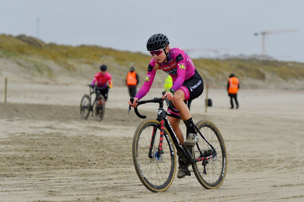 MIDDELKERKE BELGIUM JANUARY 08 Laura Verdonschot of Belgium competes during the 105th Belgian National Cyclocross Championships 2022 Womens Elite bkmiddelkerke on January 08 2022 in Middelkerke Belgium Photo by Luc ClaessenGetty Images