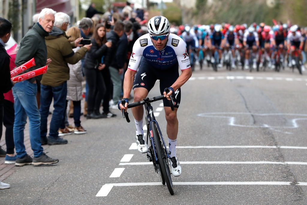 VALKENBURG NETHERLANDS APRIL 10 Florian Senechal of France and Team QuickStep Alpha Vinyl attacks during the 56th Amstel Gold Race 2022 Mens Elite a 2541km one day race from Maastricht to Valkenburg AGR2022 WorldTour on April 10 2022 in Valkenburg Netherlands Photo by Bas CzerwinskiGetty Images