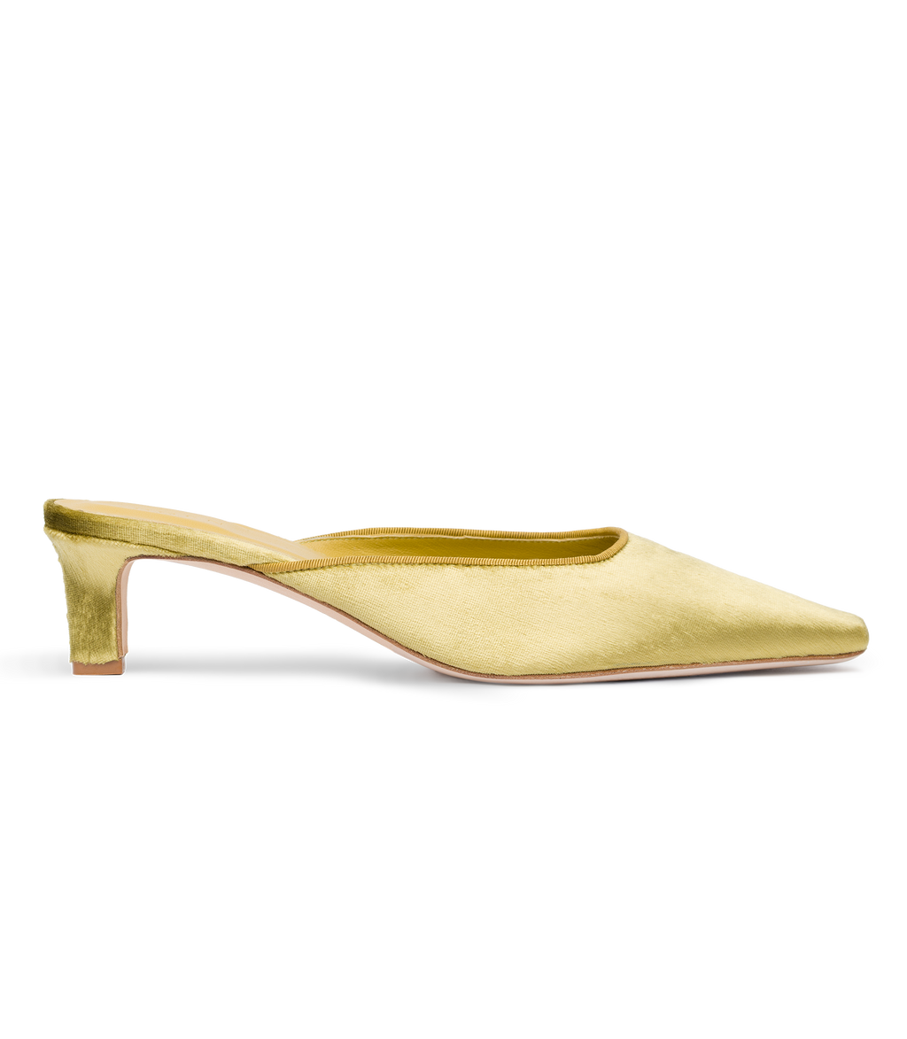 Pica Mule -- Gold Panne Velvet