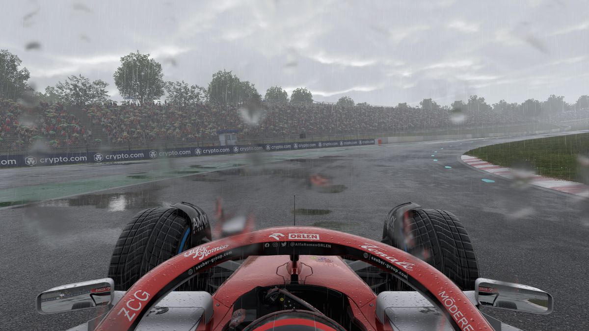 Screenshots from F1 22 showing various ray-traced effects on and off