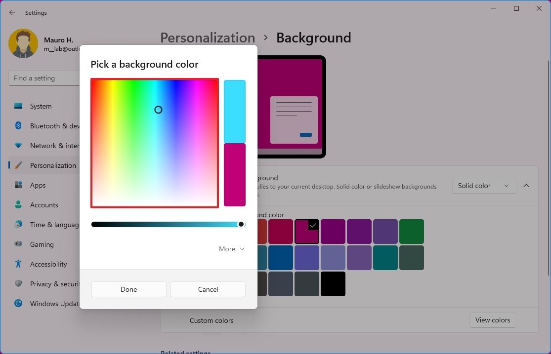 Create custom background color