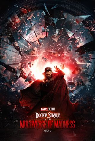 Shards of reality breaking around Doctor Strange in Multiverse of Madness poster