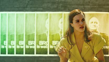 Brave New World actress Jessica Brown Findlay over Big Brother poster.