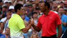 Golf stars Rory McIlroy and Tiger Woods 