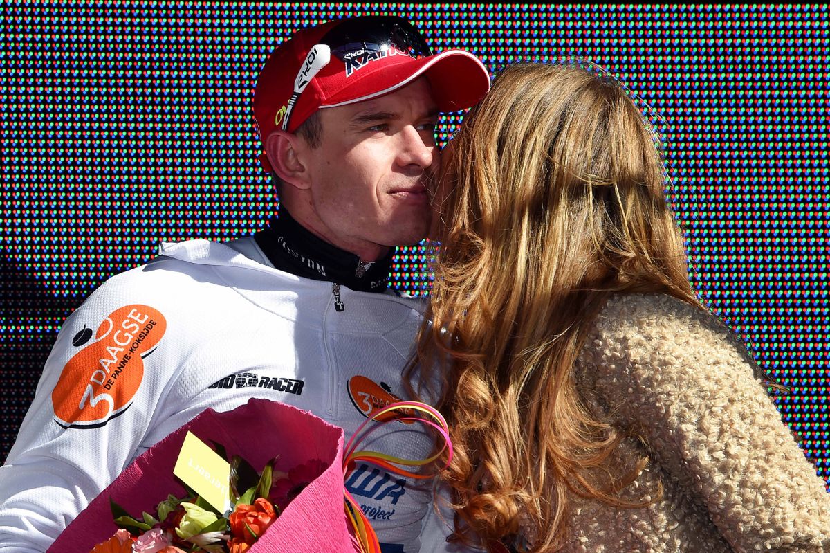 Alexander Kristoff (Katusha) kissed on the podium