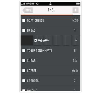 iPhone app designs: Grocery list