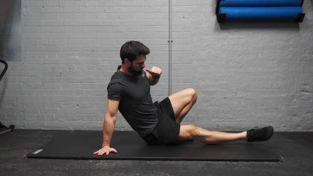 Trainer Luke Goulden demonstrates kick-out movement