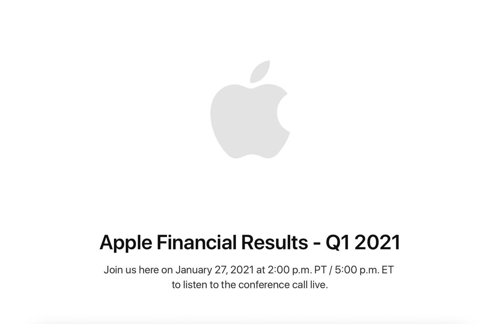 Apple to announce its Q1 2021 financial results on January 27, 2021 iMore