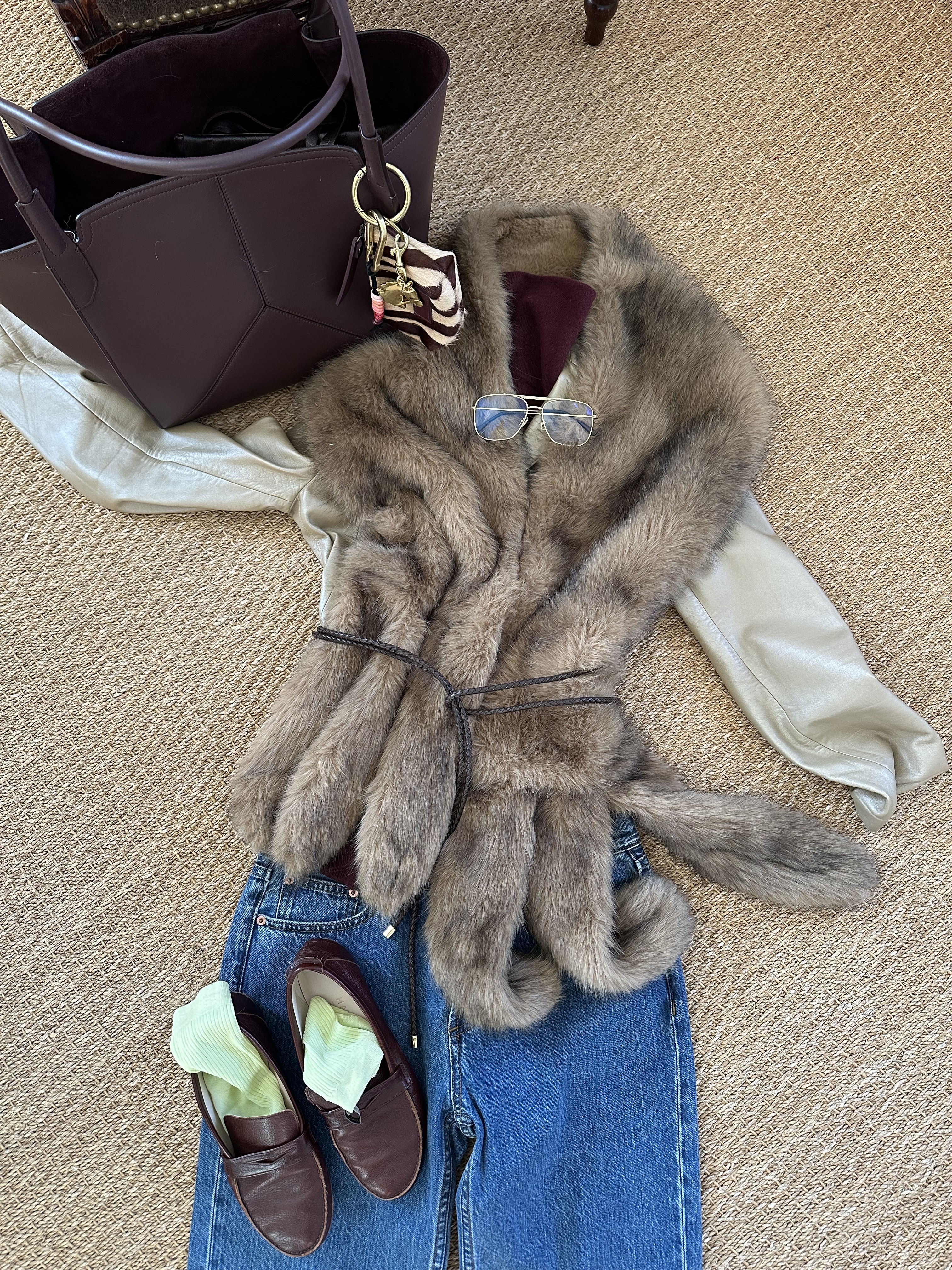 Larissa Mills styles colorful socks with faux fur and denim