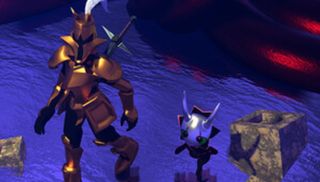 DreamWild Knight accompanied by Goutha in a purple environment