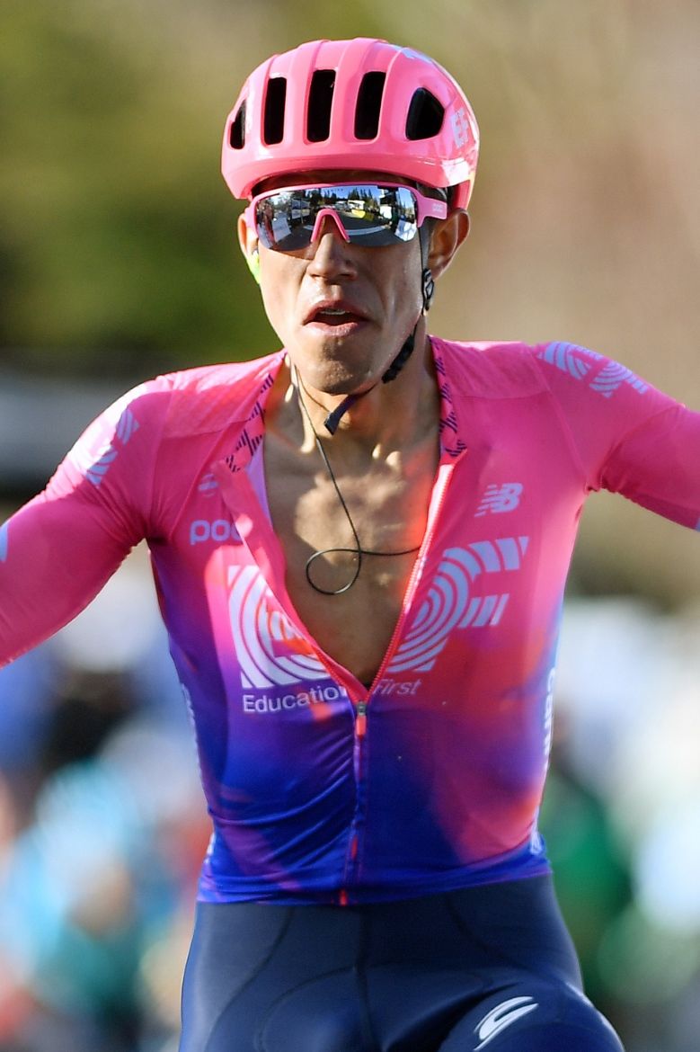 Daniel Mart&iacute;nez (EF Education First) takes the win atop the Col de Turini