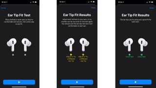 the apple AirPods Pro ear tip fit test on a smartphone