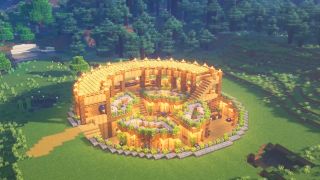 Minecraft best builds - an underground based made of wood planks with farming areas