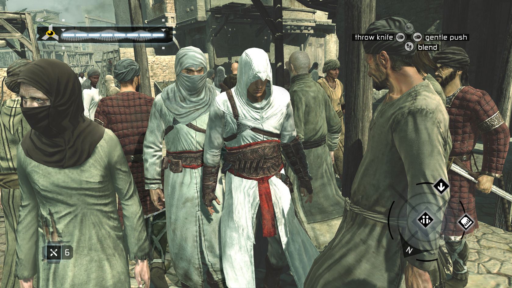 Assassin's Creed Altaïr in a crowd of NPCs