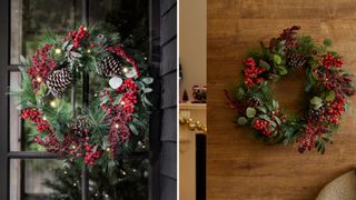 Artifical foliage wreath with pine cones and berries best Chrsitmas wreath at Marks and Spencer