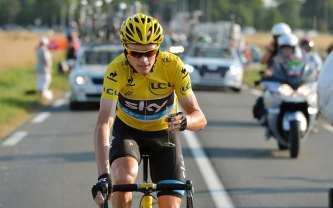 Chris Froome (Sky) celebrates his first Tour de France victory