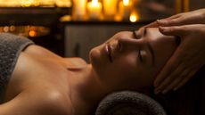 A woman in one of the best spas in the UK, getting a head massage