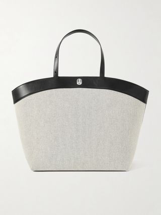 Tondo Large Leather-Trimmed Canvas Tote