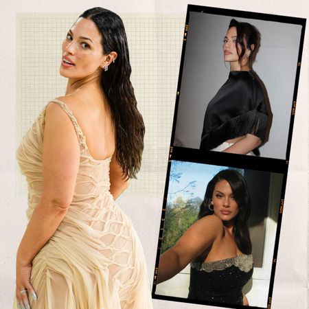 Photo collage of Ashley Graham in polaroids and film strips