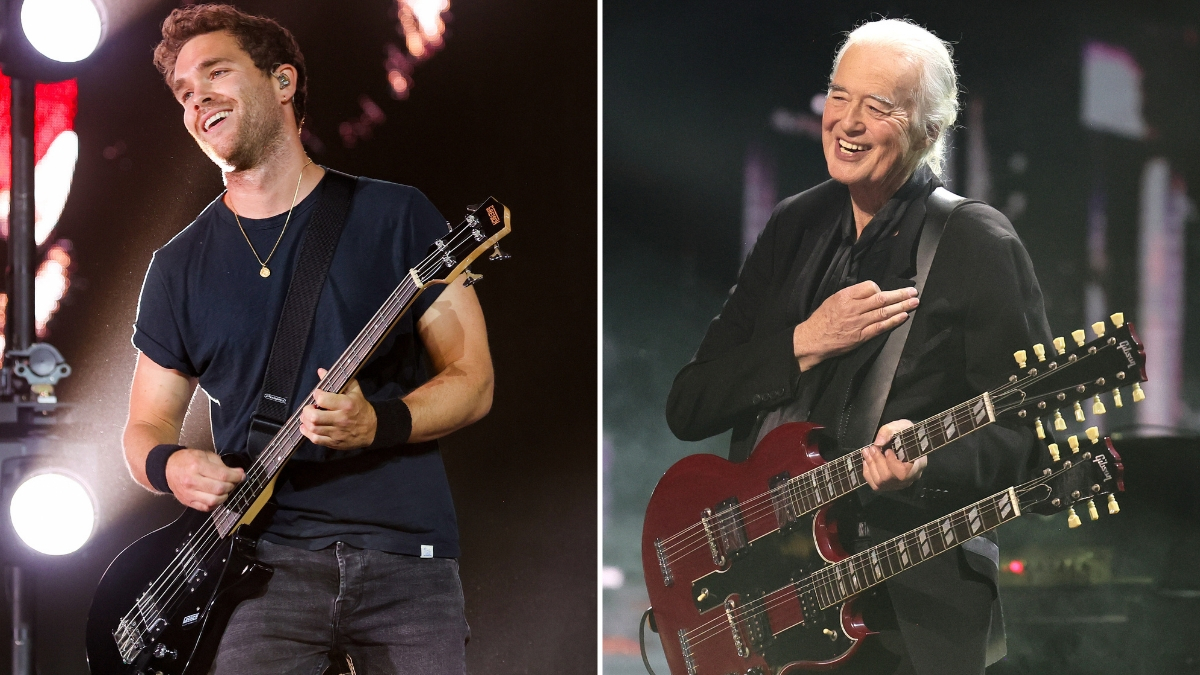 Mike Kerr of Royal Blood and Jimmy Page of Led Zeppelin