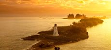 DA3BJJ lighthouse and resort on nassau, bahamas at dawn