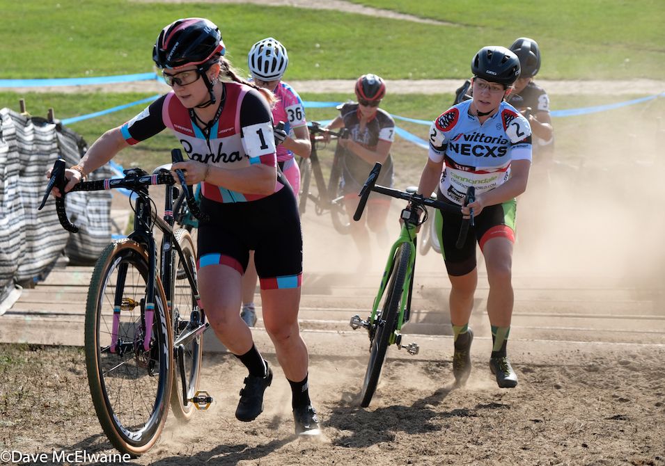 Ellen Noble (Aspire Racing) leading at the Gran Prix of Gloucester with Emma White close behind