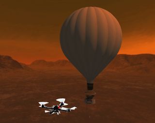 The Titan Aerial Daughtercraft is a proposed mission to explore Titan, Saturn's largest moon, with an interplanetary balloon and quadcopter drone.