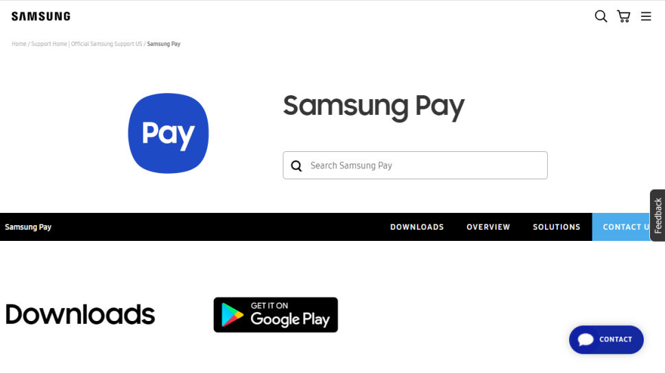 Tangkapan layar situs web untuk Samsung Pay