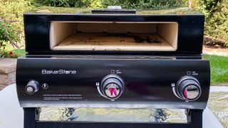 Front view of BakerStone Portable Gas Series Pizza Oven Box