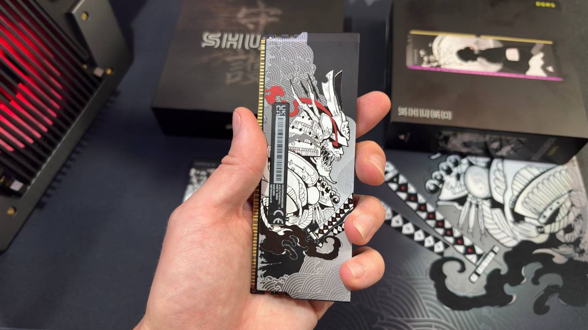 Close ups of Corsair's limited edition light up Shugo RAM modules.