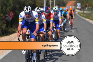 Tim Declercq works hard on the front of the bunch for his Deceuninck-QuickStep teammates at the 2020 Volta ao Algarve